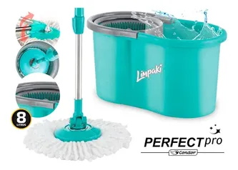 Balde Perfect Mop Pro 360° Giratório Limpeza Geral Esfregão