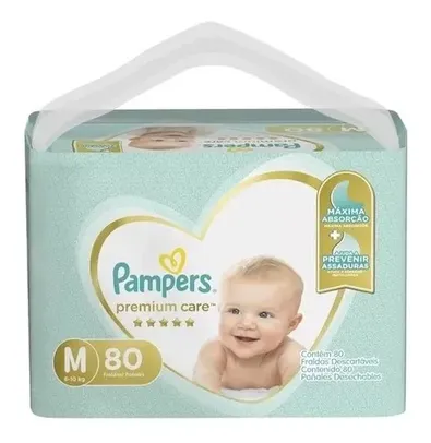 Fraldas Pampers Premium Care M 80 Unidades 