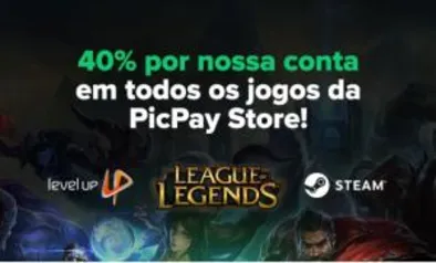 40% de volta nas compras no picpay store jogos