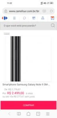 Samsung Galaxy Note 9 128GB Preto | R$2499