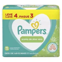 [APP R$26,09 AME SC] Lenços Umedecidos Pampers Aroma de Aloe Vera 192 unidades