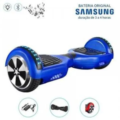 Hoverboard Smart Balance Whell 6.5 polegadas Azul com Bluetooth, Led frontal e lateral e mochila por R$ 388