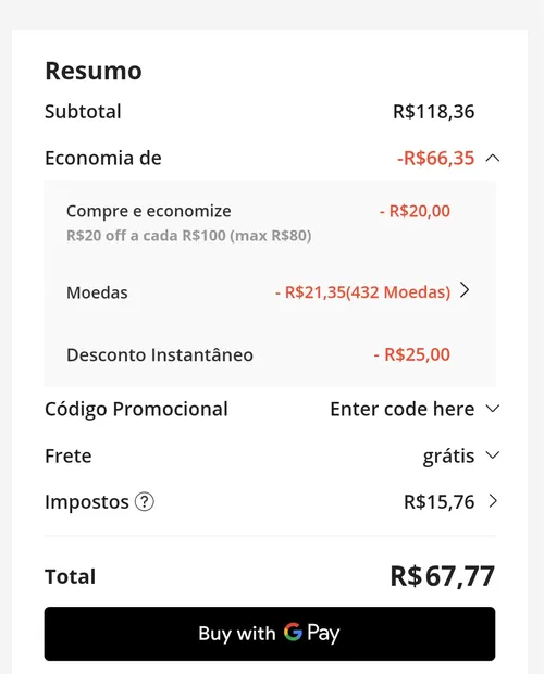 Imagem na descrição da promoção