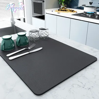 [Conta Nova R$4.99] Absorvente tapetes almofadas prato de café grande cozinha absorvente drenagem