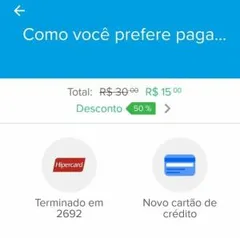 [Recarga Mercado Pago] 50% desconto em recargas limitado a R$ 15,00