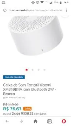 Caixa de Som Portátil Xiaomi XM349BRA com Bluetooth 2W - Branca - R$ 77
