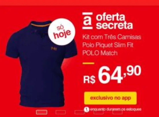 Kit Com Três Camisas Polo Piquet Regular Fit - Polo Match