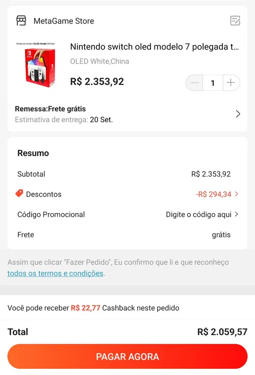 Imagem na descrição da promoção