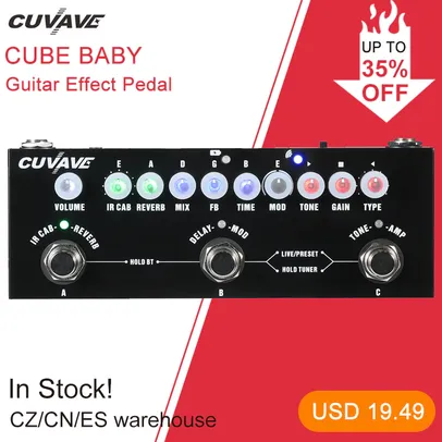 Pedal suspenave portátil multifuncional para guitarra, pedal de efeito com função de gravação e interface de áudio