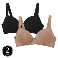 Kit 2 Sutiãs Com Bojo Reforçado Microfibra Lingerie Feminina