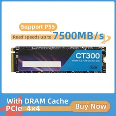 (Moedas / Taxa Inclusa) SSD CT300 M2 NVMe PCIe 4.0 X4 1TB - Compatível com PS5