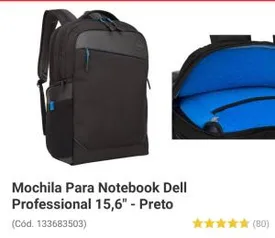 MOCHILA PARA NOTEBOOK DELL PROFESSIONAL 15,6" - PRETO [APP AMERICANAS]