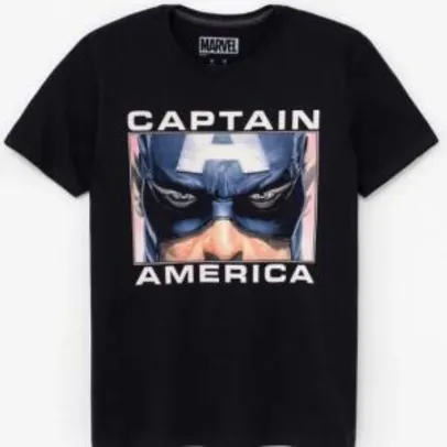 Camiseta Capitão América, preta | R$22