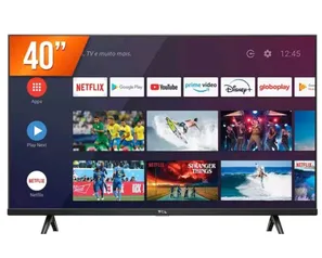 Smart TV Android LED 40 Full HD TCL 40S615 com Google Assistant 2 HDMI 1 USB Wi-Fi Bluetooth