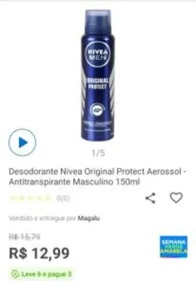 [Leve 6, pague 3] Desodorante Nivea Original Protect Aerosol - 6 un.| R$6