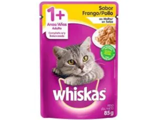 [Cliente Ouro] Ração Úmida para Gato Adulto Sachê - Whiskas Frango ao Molho 85g | R$ 1