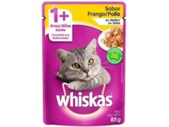 [Cliente Ouro] Ração Úmida para Gato Adulto Sachê - Whiskas Frango ao Molho 85g | R$ 1