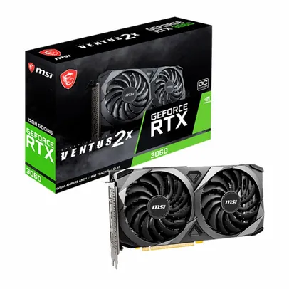 Placa de Vídeo RTX 3060 Ventus 2X MSI NVIDIA GeForce,  12GB GDDR6, DLSS, Ray Tracing