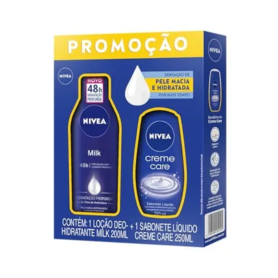 [REC] NIVEA Kit Loção Hidratante Milk Pele Seca a Extrasseca 200ml + Sabonete Líquido Creme Care 250ml-embalagem variável