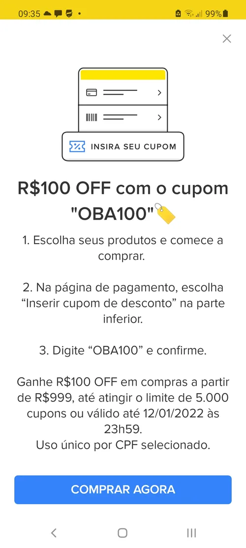 Imagem na descrição da promoção