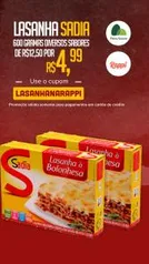 Lasanha Sadia por R$4,99 + frete grátis (Recife)