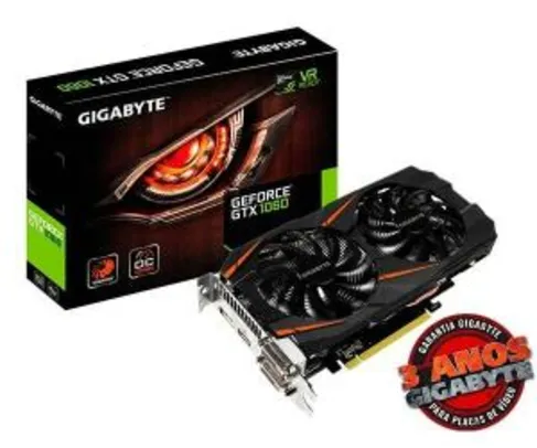 PLACA DE VÍDEO GIGABYTE GEFORCE GTX 1060 6GB WINDFORCE , GV-N1060WF2OC-6GD - R$1279