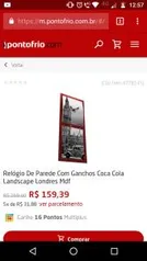 Relógio De Parede Com Ganchos Coca Cola Landscape Londres Mdf - R$159