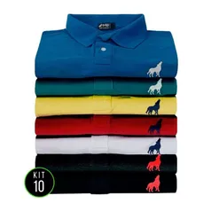 Camisa Polo Masculina em Tecido Piquet Vira Lata Wear Kit 10 Unidades