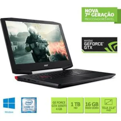 Notebook Gamer Acer VX5-591G-78BF Intel Core i7 16GB (GeForce GTX 1050TI com 4GB) 1TB Tela LED 15,6" R$3.695