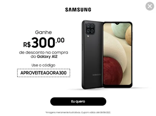 Cupom Samsung concede R$300 OFF em compras acima de R$500