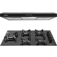 KIT Depurador 80cm + Cooktop ferro fundido preto