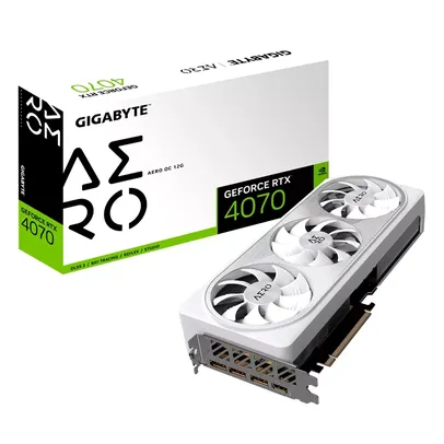 Placa de Vídeo RTX 4070 Aero OC 12G Gigabyte NVIDIA GeForce, 12GB GDDR6X, 192bits, RGB, DLSS, Ray Tracing - GV-N4070AERO OC-12GD