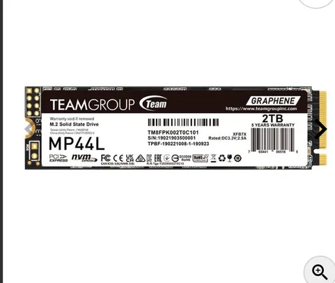 SSD Team Group MP44L, 2TB, M.2 2280, PCIe NVMe, Leitura 4800MB/s, Gravacao 4400MB/s, TM8FPK002T0C101