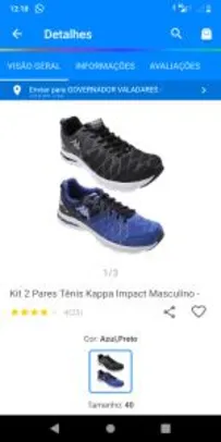 Kit 2 Pares Tênis Kappa Impact Masculino | R$88