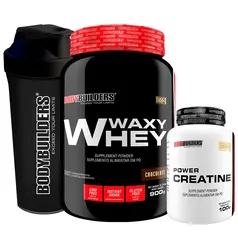 ￼Kit Waxy Whey 900g, Power Creatina 100g, Coqueteleira