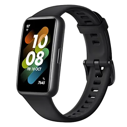 Smartband Huawei Band 7, Monitoramento automático de SpO2, até 2 semanas de duração da bateria,Design ultrafino e leve, Preto