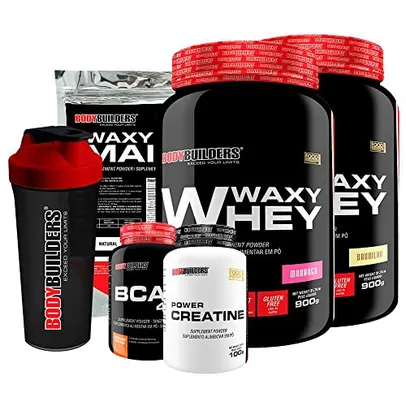 Kit 2x Waxy Whey 900g + BCAA 100g + Power Creatine 100g + Waxy Maize 800g + Coqueteleira – Bodybuild