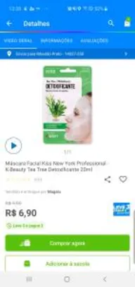 Máscara Facial Kiss New York Professional - K-Beauty Tea Tree Detoxificante 20ml R$4,6