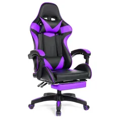 Cadeira Gamer Prizi JX-1039PU, Até 120Kg, Ajustável, Com Almofadas, Roxa