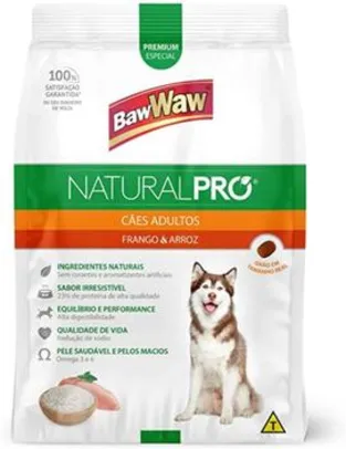 Ração Natural Pro Cães Adultos sabor Frango e Arroz 15kg | R$114