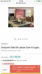 BUG - CONJUNTO SALA DE JANTAR COM 4 LUGARES R$ 198,99