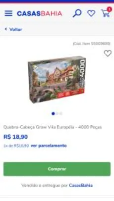 Quebra-Cabeça Grow Vila Européia - 4000 Peças | R$19