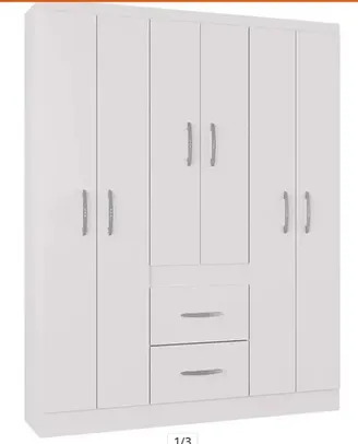 Guarda Roupa Casal Milão 6 Portas Branco Brilho – Poquema