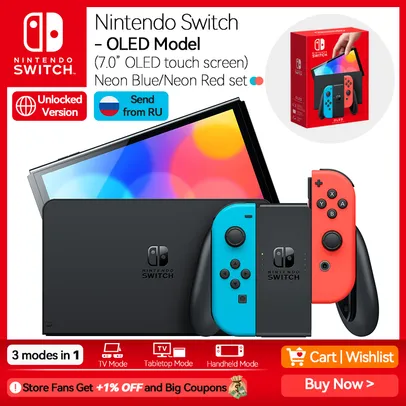 Nintendo Switch Oled Modelo 7 Polegada Tela Oled Com Fio Lan Porto 64gb De