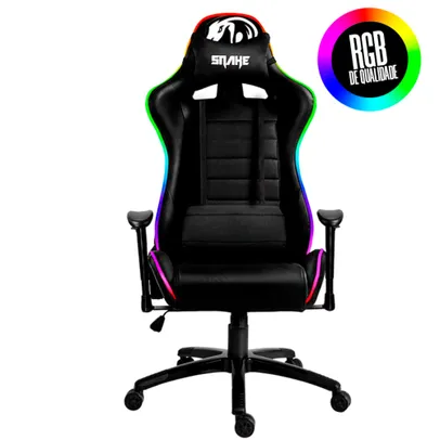 Cadeira Gamer Preta Coral Snake Gaming rgb Led Reclinável - 580