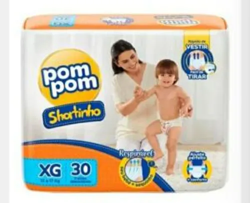 [Leve 4 pague 3 ] Fralda Pom Pom Shortinho XG 30 Unidades | R$ 20