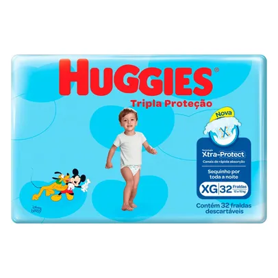 (REGIONAL / 50% OFF na 2ª Unid.) Fralda Huggies Tripla Proteção Xtra-Protect XG Pacote - 32 Unidades