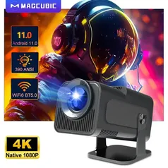 (Taxa Inclusa) Magcubic-Projetor Portátil, Android 11, 390ANSI, HY320, 4K Nativo, 1080P, Dual Wifi6, BT5.0, Cinema, Outdoor, HY300 atualizado 