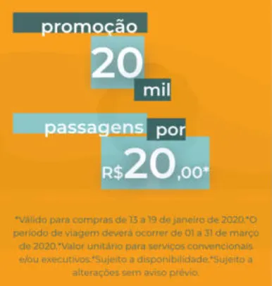 Passagens de Ônibus para vários destinos por 20 reais