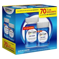 [APP] Centrum Homem, Multivitamínico Adulto, Suplemento Vitamínico com Vitamina B12, Vitamina D, Ferro e Zinco, Leve 90 Comprimidos e Pague 60